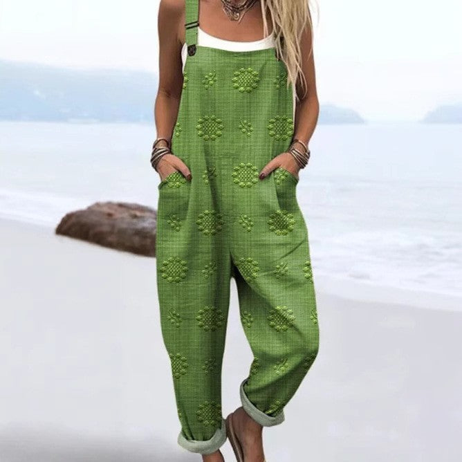 Vintage Floral Jumpsuit - Bekväm och Andningsbar För Varma Dagar
