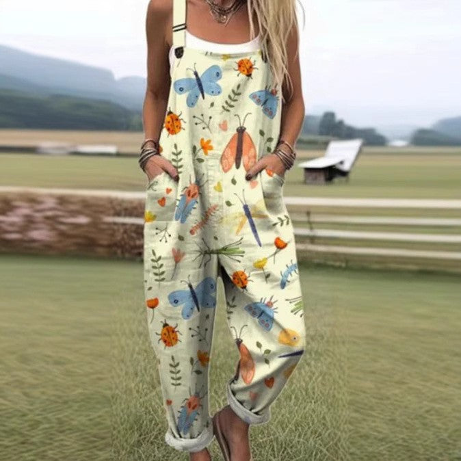 Vintage Floral Jumpsuit - Bekväm och Andningsbar för Varma Dagar