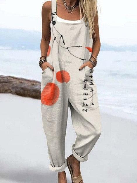 Vintage Floral Jumpsuit - Bekväm och Stilren För Varmare Dagar
