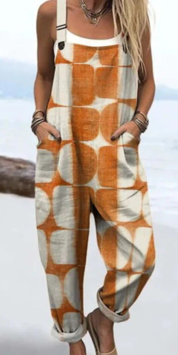 Vintage Floral Jumpsuit - Mjuk, Andningsbar & Stilren för Varma Dagar