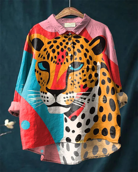 Leopardkonstskjorta - Lekfull Design För Komfort Och Stil 1