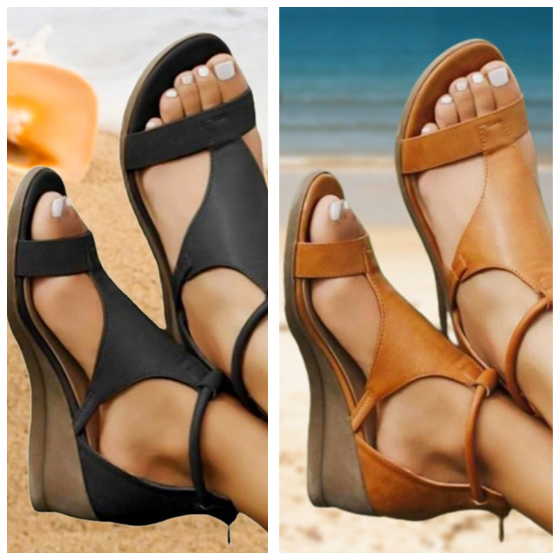 ANNE™ Sandaler Dam - Ortopediska Läder Sandaler Med Kilklack