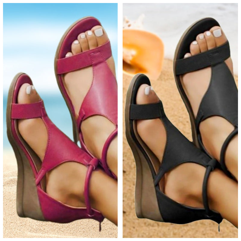ANNE™ Sandaler Dam - Ortopediska Läder Sandaler Med Kilklack
