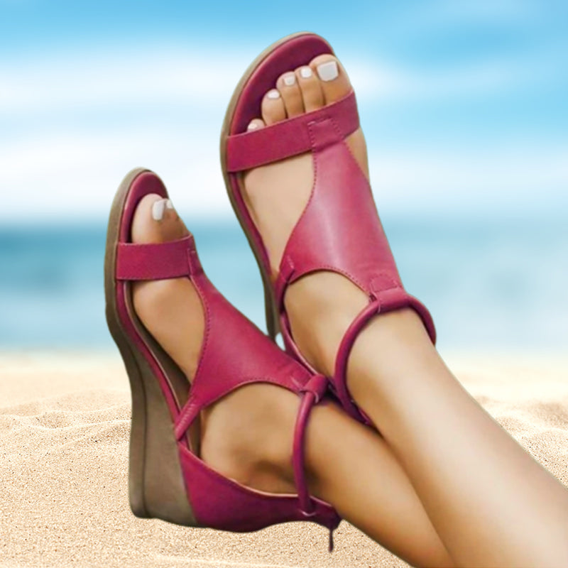 ANNE™ Sandaler Dam - Ortopediska Läder Sandaler Med Kilklack