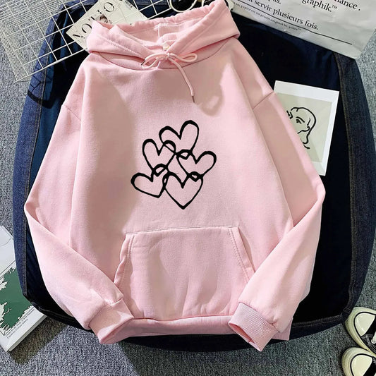 Heart Hoodie - Trendigt Hjärttryck för Unisex Stil och Komfort
