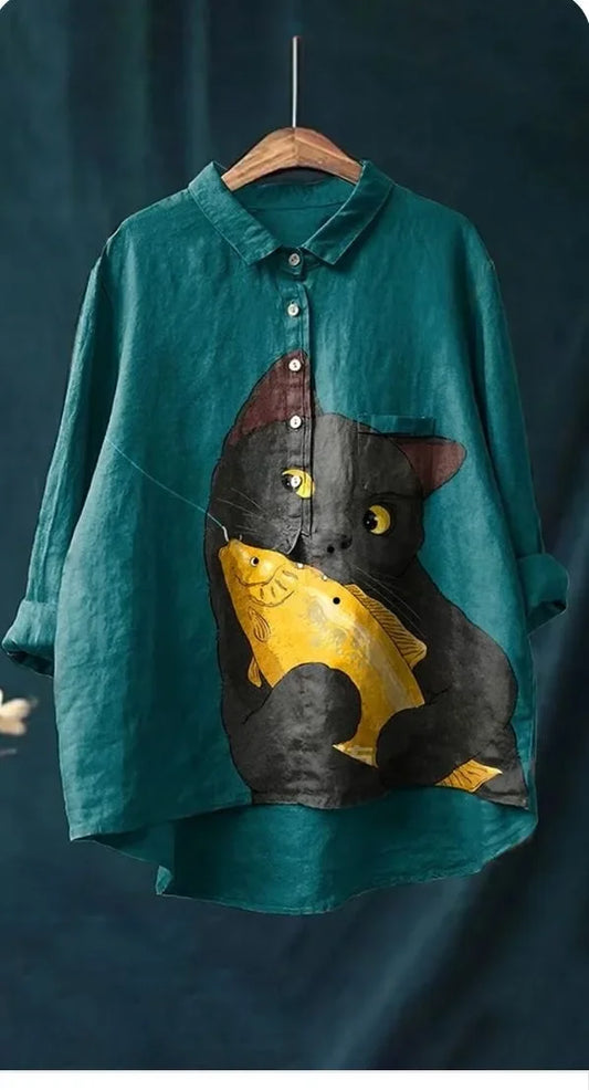 Uluru Kattkonstskjorta - Unik Design och Hela Dagen Komfort 1