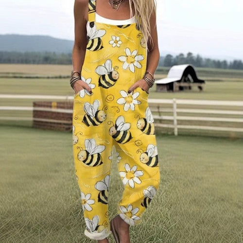 Vintage Floral Jumpsuit - Bekväm och Andningsbar för Varma Dagar