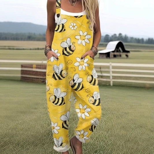 Vintage Floral Jumpsuit - Bekväm och Andningsbar för Varma Dagar