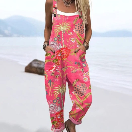 Vintage Floral Jumpsuit - Bekväm och Stilren för Varma Dagar