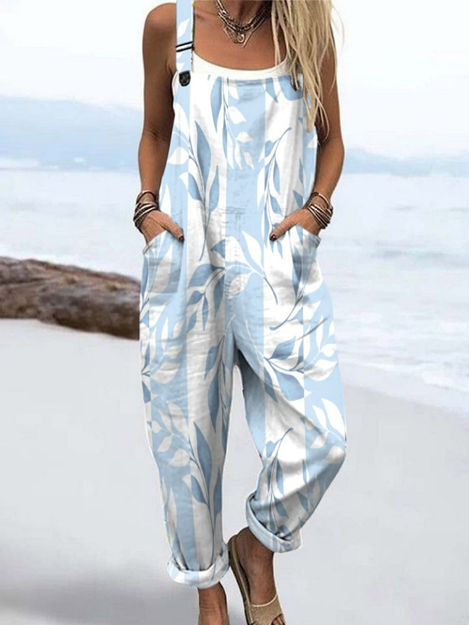 Vintage Floral Jumpsuit - Bekväm och Stilren för Varma Dagar