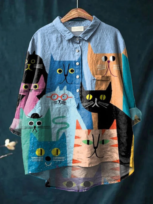 Banjo Kattkonstskjorta - Unik Design med Komfort för Kattälskare 1
