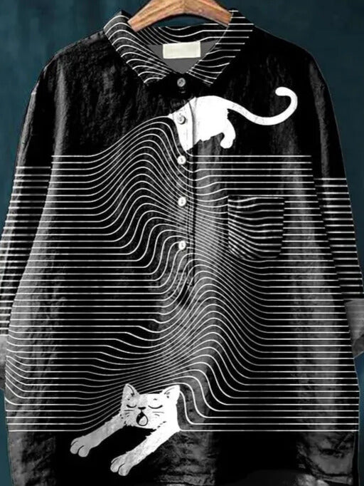 Kattkonstskjorta - Unik Design och Hela Dagen Komfort 2